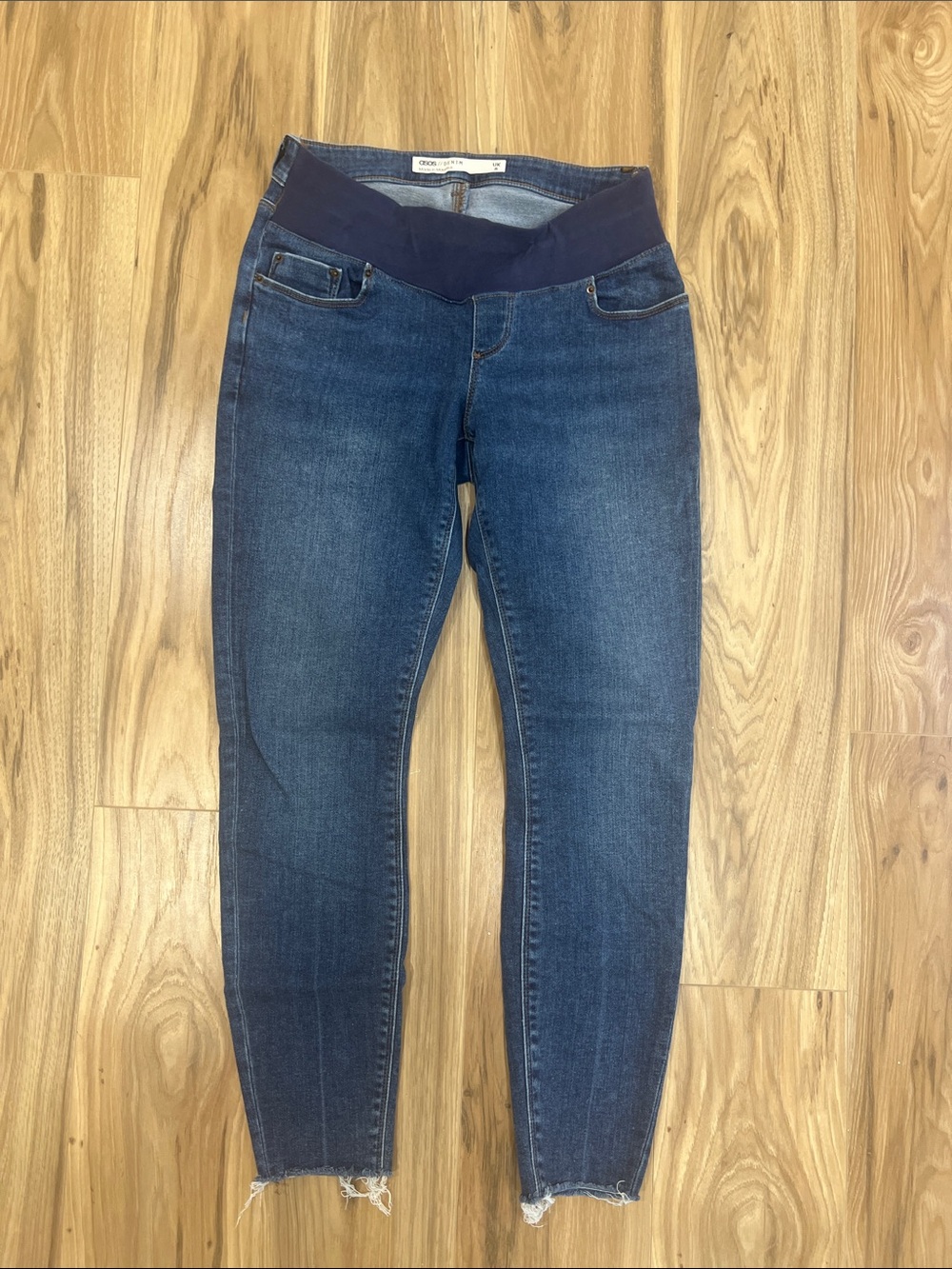 ASOS Maternity Below Belly Dark Blue Stretch Skinny Jeans with Knit Waistband